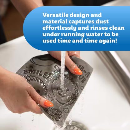 Scrub Daddy Damp Duster Towel - Durable Sponge-Like Dust Cleaner for Multisurface Dusting, Picking Up Pet Hair, Dirt & Grime of All Kinds - Reusable, Soft, Flexible, Absorbent Cleaning Supplies (4ct)