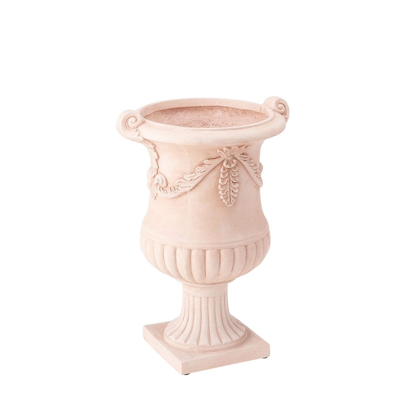 Christopher Knight Home Gary MGO Round Planters Set of 2, Outdoor Flower Pots with Floral Relief Carvings, Classical Garden Urn with Drainage Hole, Patio Urn Planters for Garden, Terracotta