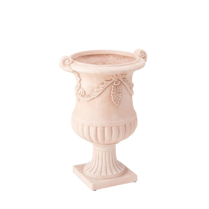 Christopher Knight Home Gary MGO Round Planters Set of 2, Outdoor Flower Pots with Floral Relief Carvings, Classical Garden Urn with Drainage Hole, Patio Urn Planters for Garden, Terracotta