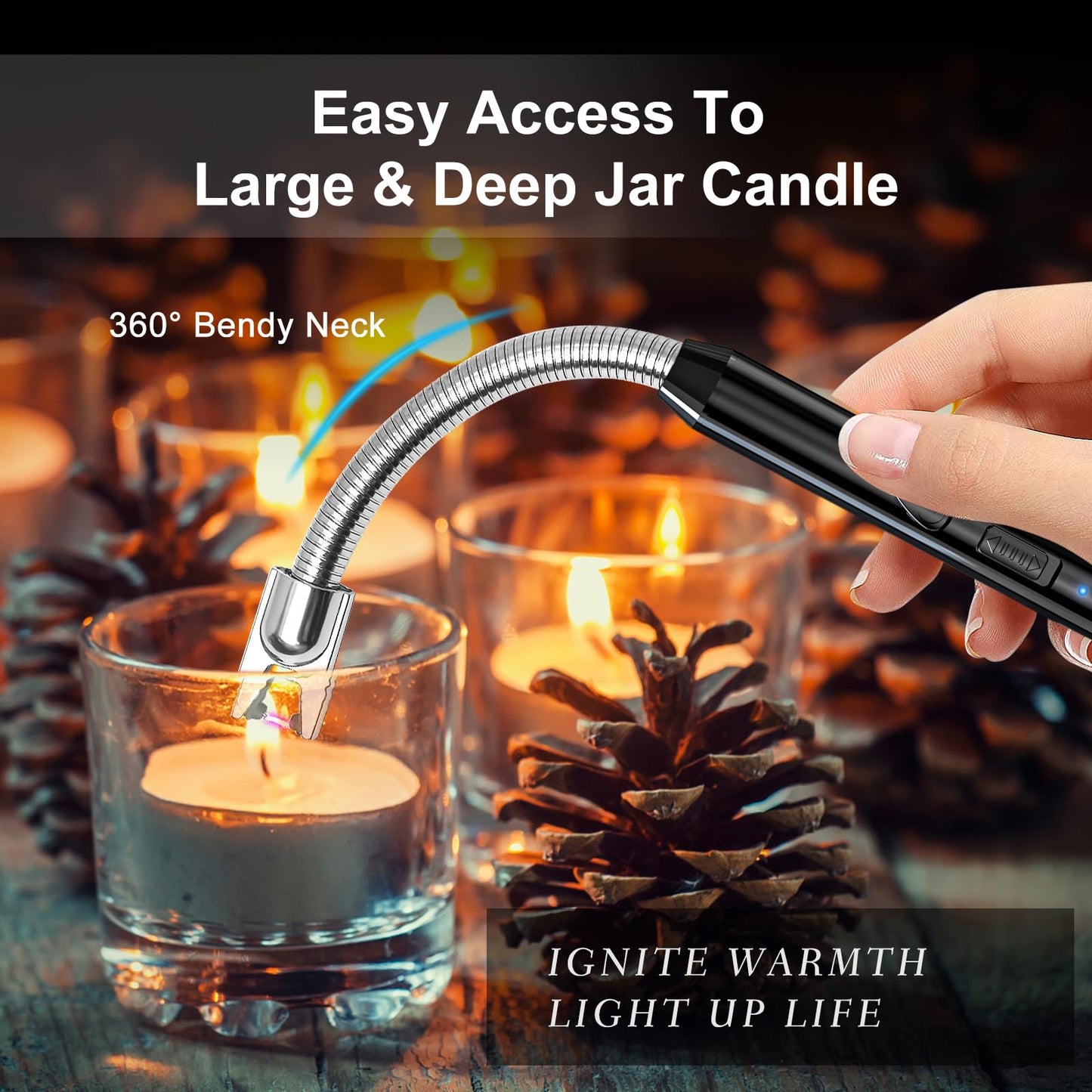 KTEBO® 2 Pack Plasma Arc Electric Lighters Rechargeable - USB Long Reach for Scented Candles, BBQ Grill &Camping - Windproof Design Lighters-Black and Rose Gold
