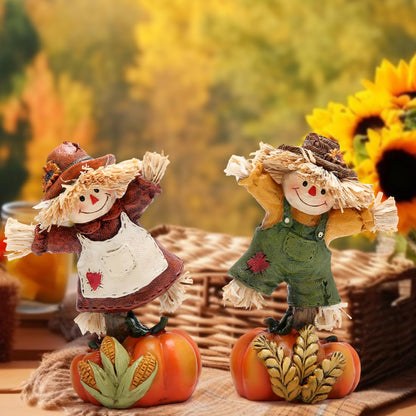 Hodao Collectible Thanksgiving Pumpkin Scarecrow Figurines Harvest Scarecrow Decoration Fall Decorations for Home Handcrafted Artistry Decor Thanksgiving Gifts Tabletop Decor