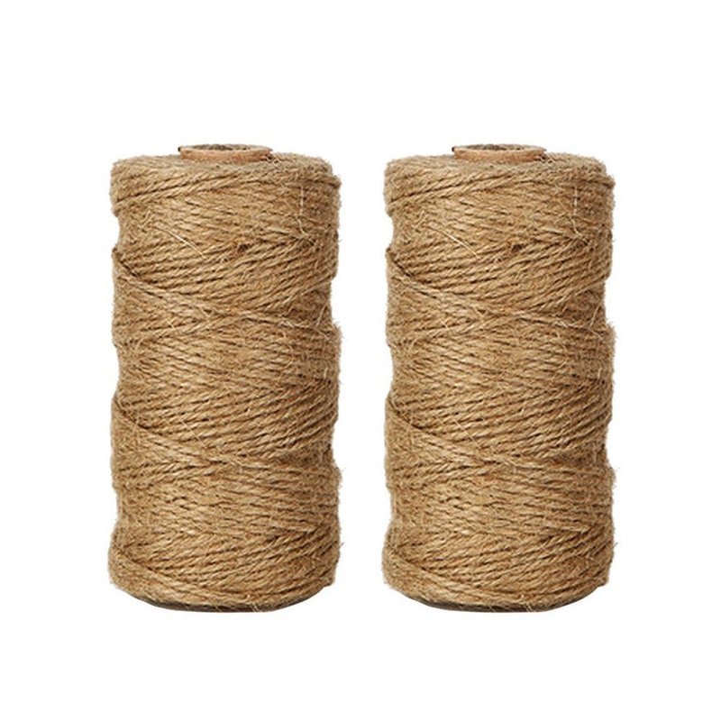 Tenn Well Natural Jute Twine, 656 Feet 1mm Thin Rustic Twine String for Arts & Crafts, Gift Wrapping, Gardening, Wedding, Halloween Decor, Christmas Ornaments (2PCS X 328 Feet)