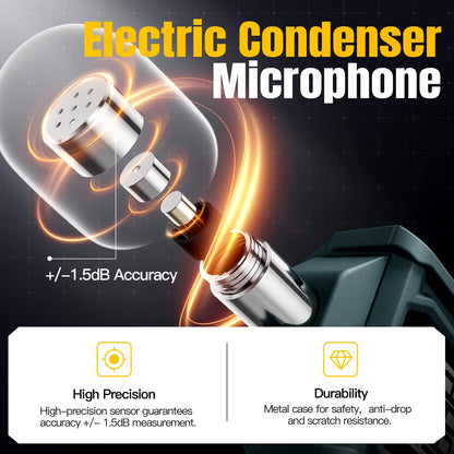 Decibel Meter, Goldeep SL750A Digital Sound Level Meter 30-130dB, A/C Weighted DB Meter with dB/SONE, Fast/Slow, MAX/MIN, LCD Sound Meter for Home, Office, Factory, Neighbor Noise - Lemon Yellow
