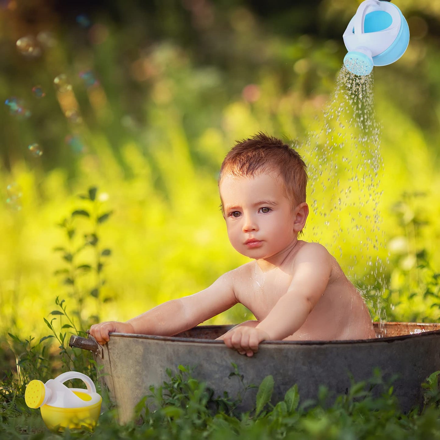Sosation 12 Pcs Mini Kids Watering Cans Beach Sand Water Play Toy for Toddler Colorful Plastic Small Watering Pot with Handle Child Gardening Tools Bathtub Shower Party Toy Gift(Vivid Style)
