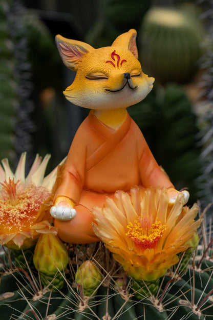 Fuzrea Zen Fox Figurine, Meditating Fox Buddha Statue for Home Decor, Living Room, Yoga & Meditation Accent, Shelf, Table, Desk Decor, Outdoor Garden Decor, Gifts for Women