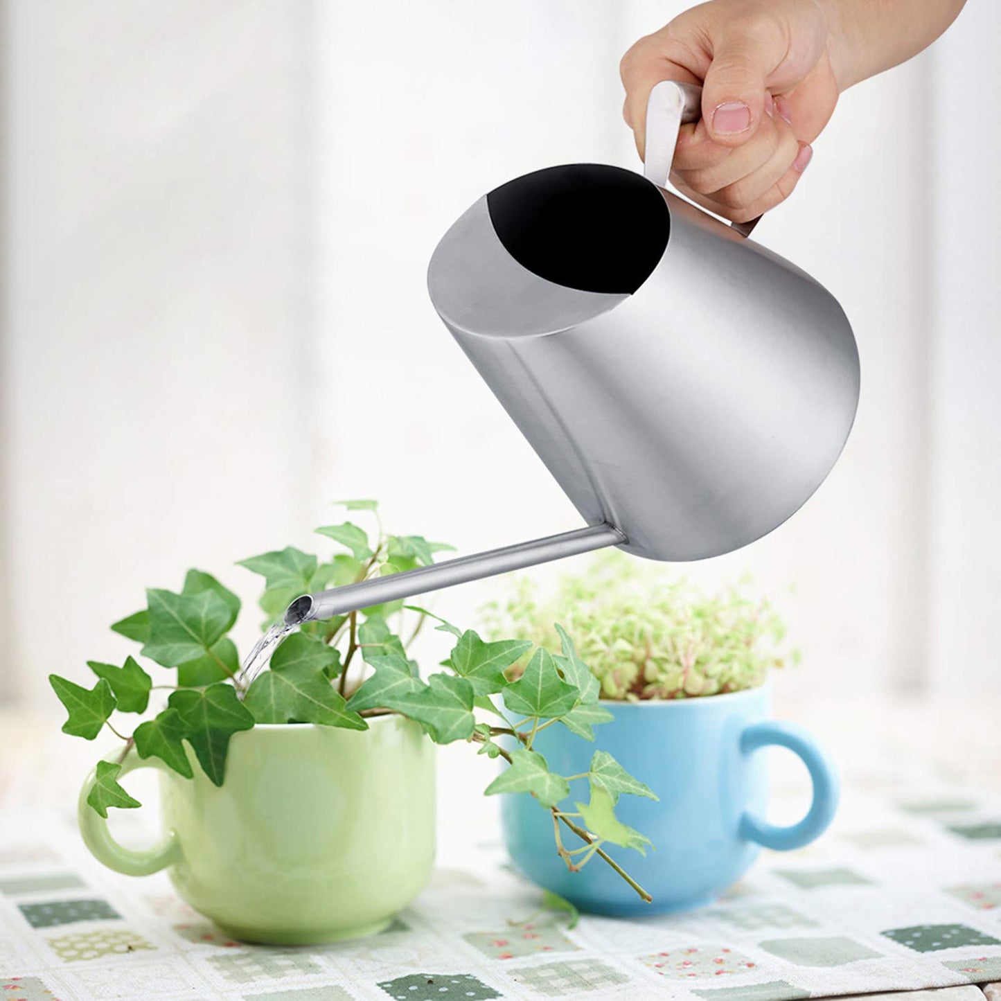 XHTLLO 1500ml Stainless Steel Wateannulus Can Brushed Garden Planting Indoor Outdoor