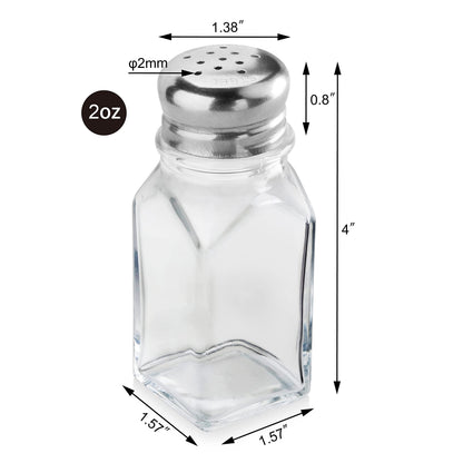 New Star Foodservice 22100 Glass Salt and Pepper Shaker with Stainless Steel Mushroom Top, Square, 2-Ounce, Set of 12