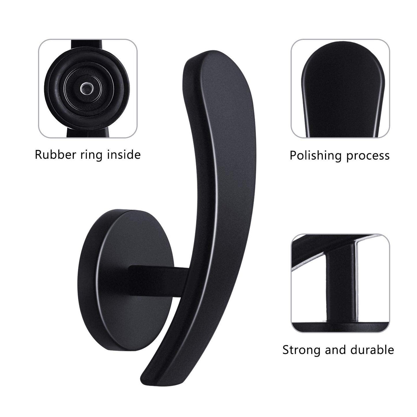 Furge 4 Pieces Curtain Holdback,Wall Mounted Hooks Drapery Tiebacks with Screws Metal Decorative Curtain Holdbacks Decorative Window Drapery Holder Curtain Hooks (Black)