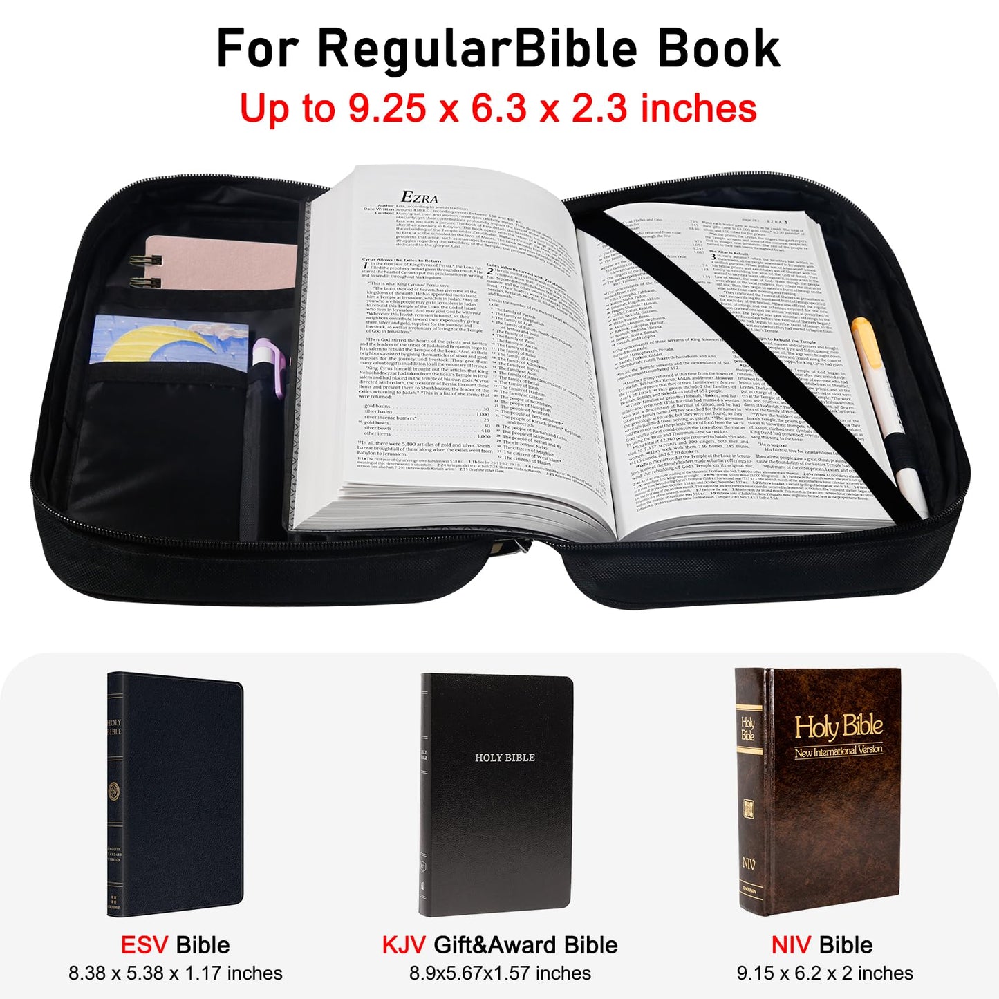 Bible Bags for Women Bible Study Supplies Book Covers with Zipper for Journaling, Bible Cover Case for Men, Organizer Tote Carrying Case with Strap Church Bags for Woman