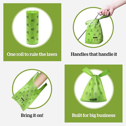 Pogi's Compostable Poop Bags with Easy-Tie Handles – Leak-Proof, Extra-Large, Made with Plants (Single Roll, 250-Count)