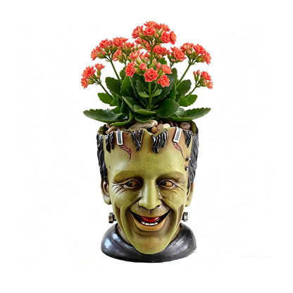 Youfui Funny Planters Head Planter for Indoor Plants, Succulent Pot with Drainage Hole Fairy Garden Resin Cactus Pencil Holder Desk Storage Gift for Women Men Plant Pot