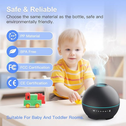 THIMONES 2 Pack Essential Oil Diffuser for Home - 200ml Ultrasonic Aromatherapy Diffuser with 4 Timers & 7 Colors Night Lights, 20dB Quiet Working for 10 Hours (Black+Black)