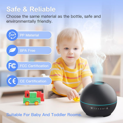 THIMONES 2 Pack Essential Oil Diffuser for Home - 200ml Ultrasonic Aromatherapy Diffuser with 4 Timers & 7 Colors Night Lights, 20dB Quiet Working for 10 Hours (Black+Black)