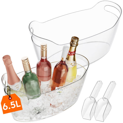 Lifewit 6.5L Ice Bucket for Parties 2 Pcs, Large Beverage Tub with Scoop, Drink Cooler for Dirty Soda Bar, Portable Champagne/Wine/Beer/Juice Table Chiller for Outdoor Bar & Mimosa Bar Supplies