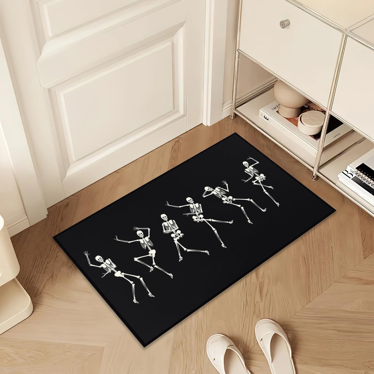 SPUNKER Door Mat,Halloween Skull Front Doormats 17''x30'',Funny Skeleton Indoor Outdoor Entrance Welcome Mat,Low-Profile Floor Rugs for Entry Patio