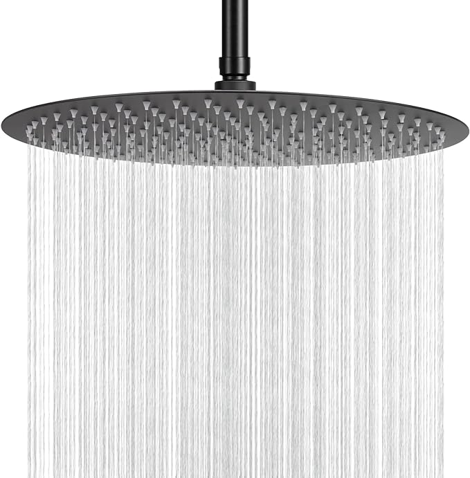 NearMoon Rain Shower Head, Ultra-Thin Design-Pressure Boosting, Awesome Some Experience, High Flow Stainless Steel Rainfall Head (16 Inch, Matte Black)