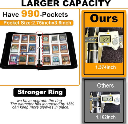 KaylyPro Trading Card Binder for Y-G-O Card 990 pockets Capacity, 9 Pocket Card Holder Compatible with TCG Cards and Other Standard Size Cards.