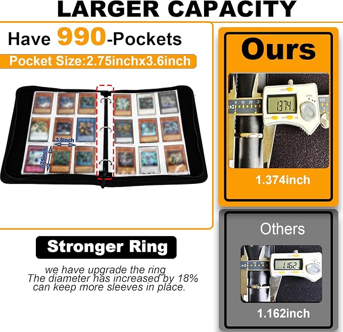 990 Pockets Card Binder, 9-Pocket 3-Rings Trading Card Album,Large Capacity Folder Compatible with YGO,MTG,TCG Trading Cards.