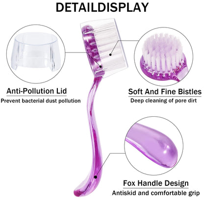 4 Colors Facial Cleansing Brush, Beomeen Face Scrubber Exfoliating Brush Face Wash Scrub Exfoliator for Skin Care, Makeup Removal (Blue, Pink, Purple, Clear)