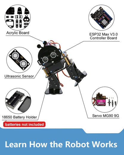 Biped Robot Kit STEM Toys Science Kit for Kids, Bionic Bipedal Robotics Programmable Coding Crafts Set for Arduino ESP32, Birthday Gift for Age 8-12 Boys Girls Teens