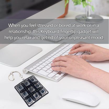 3 Pcs Keyboard Fidget Clicker Stress Relief Toys Keychain– Button Press Fidget Set for Stress Relief & Relaxation (9 Keys + 4keys + 1key Transparent Black)