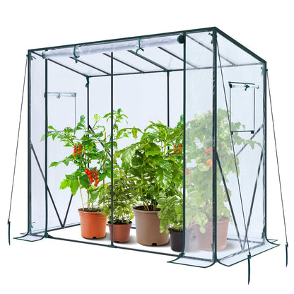 Ohuhu Tomato Greenhouse for Outdoors: Portable Lean to Green House Heavy Duty with Roll-Up Zippered Door, Tall Plastic Greenhouses for Outside Plants Growing Shed Tent for Backyard Transparent
