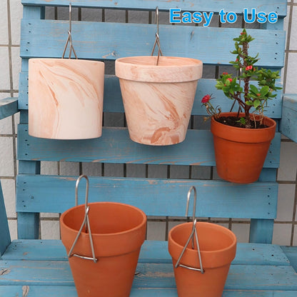 Jiozermi 12 Pcs Terracotta Pots Hanger Hooks, Stainless Steel Plant Wall Holder Flower Pot Hangers for Plants Outdoor Orchids Clay Pots Wall and Fence Mounted