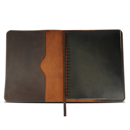TheAntiq Large Leather Journal Cover for Hard Cover Notebook 8.5 x 11 - Handmade Rustic, Full Grain Leather Journal Cover Notebook Refillable (Brown)