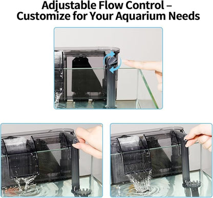 U1 Aquarium Filter with Built-in UV Sterilizer for Green Water Control, 2000mL Extra-Large Filter Chamber, Anti-Splash High Walls & Extended Adjustable Intake Pipe for 30-50 Gallon Fish Tanks