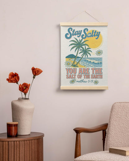 FGFK Summer Tropical Beach Christian Poster Hanger Frame, Beachy Room Decor Aesthetic, Stay Salty Bible Verse Posters Prints Wall Art Decor for Living Room Bedroom Home, 12x16 Inch