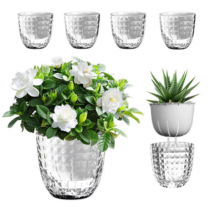 Etvski Self Watering Pots for Indoor Plants, Flower Pots, Self Watering Plant Pot-6pcs 4inch Clear
