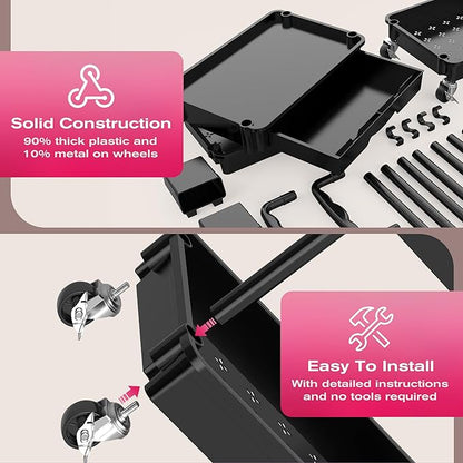 Goovilla Rolling Makeup Organizer Cart with Removable Drawer, 4 Tier Stable Black Floor Skincare Storage Cart for Vanity, Cosmetic Display, Nail Polish, Perfume, Hair Stuff, Beauty, Bathroom(Plastic)