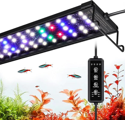 hygger LED Aquarium Light with Timer, 25W Full Spectrum Fish Tank Plant Growth Lamp, 24 H Remote Control, Adjustable Brightness & 10 Colors, Extendable Bracket, Power-Off Memory, Fits 24-30 Inch Tank