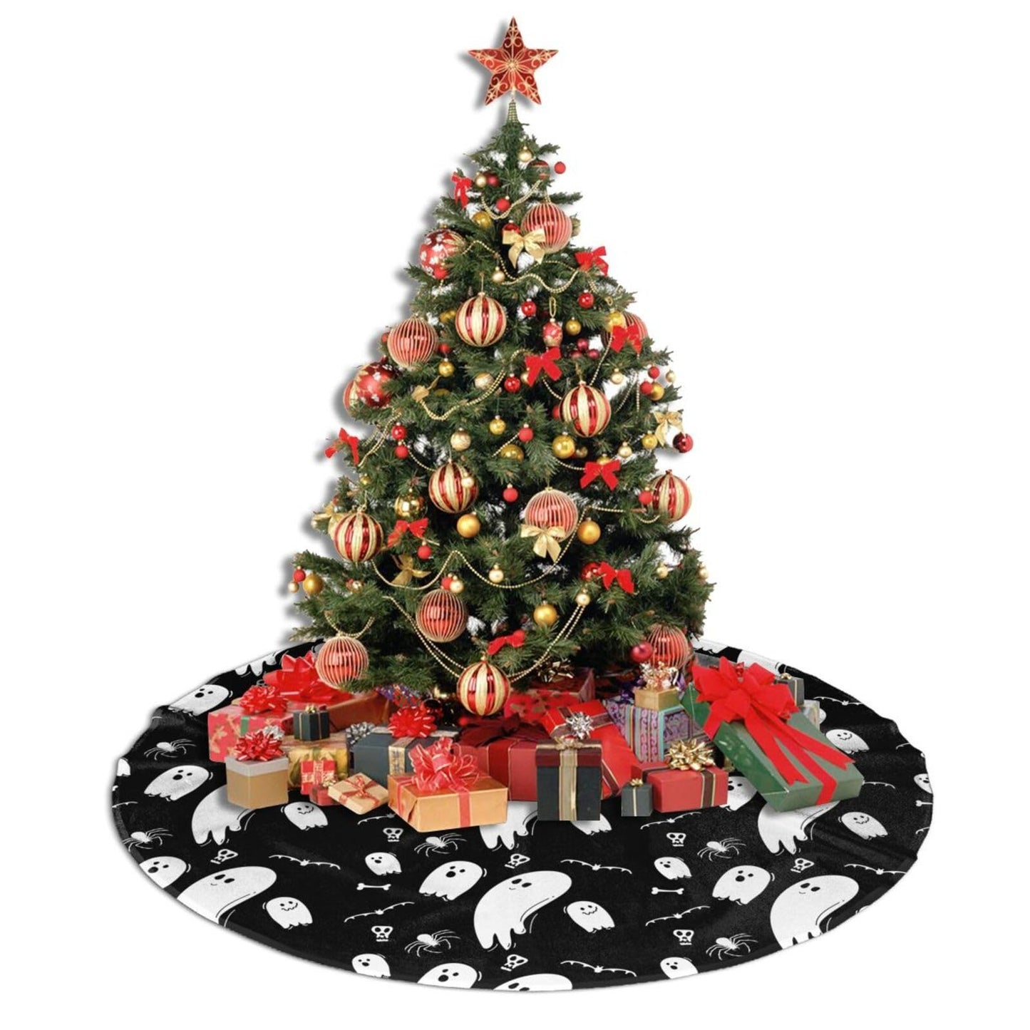 Halloween Ghost Christmas Tree Skirt 36 Inches Home Decoration New Year Holiday Party Xmas Ornaments Tree Mat