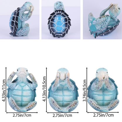 Turtle Sculpture 3-Piece Set Coastal Home Decor Turtle sculptures are perfect for bathrooms, offices, bookshelves, display shelves, coffee tables, or beach-themed decor in any room of your home.
