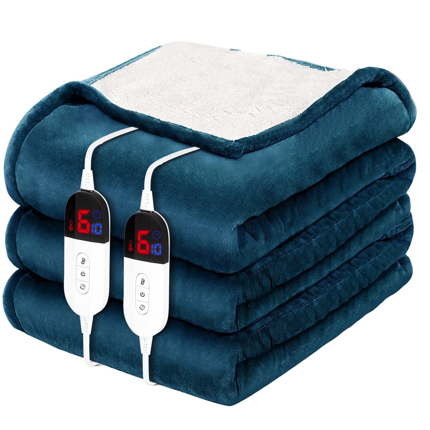 HOW'S MY HOUSE Heated Blanket Throw 50" x 60", Electric Blanket with 12 Time Settings & 6 Heating Levels, Over-Heat Protection, Flannel Sherpa Super Cozy with ETL Certification, Gray