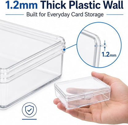 APACALI 24 Pack Card Deck Box, Clear Plastic Playing Card Case, 1.2mm Thick Snap-Tight Card Storage Box for Standard Playing Cards, Game Cards and Small Parts, 3.8 x 2.7 x 0.82 in