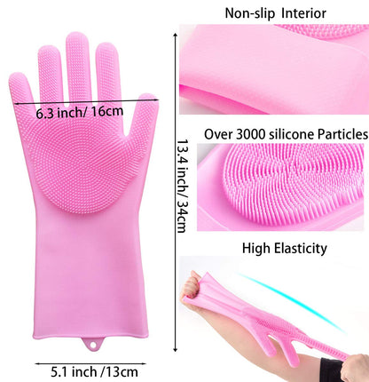 Pet Grooming Gloves - Soft and Durable Silicone Scrubber for Bathing, Hair Removal for Dogs, Cats, Horses