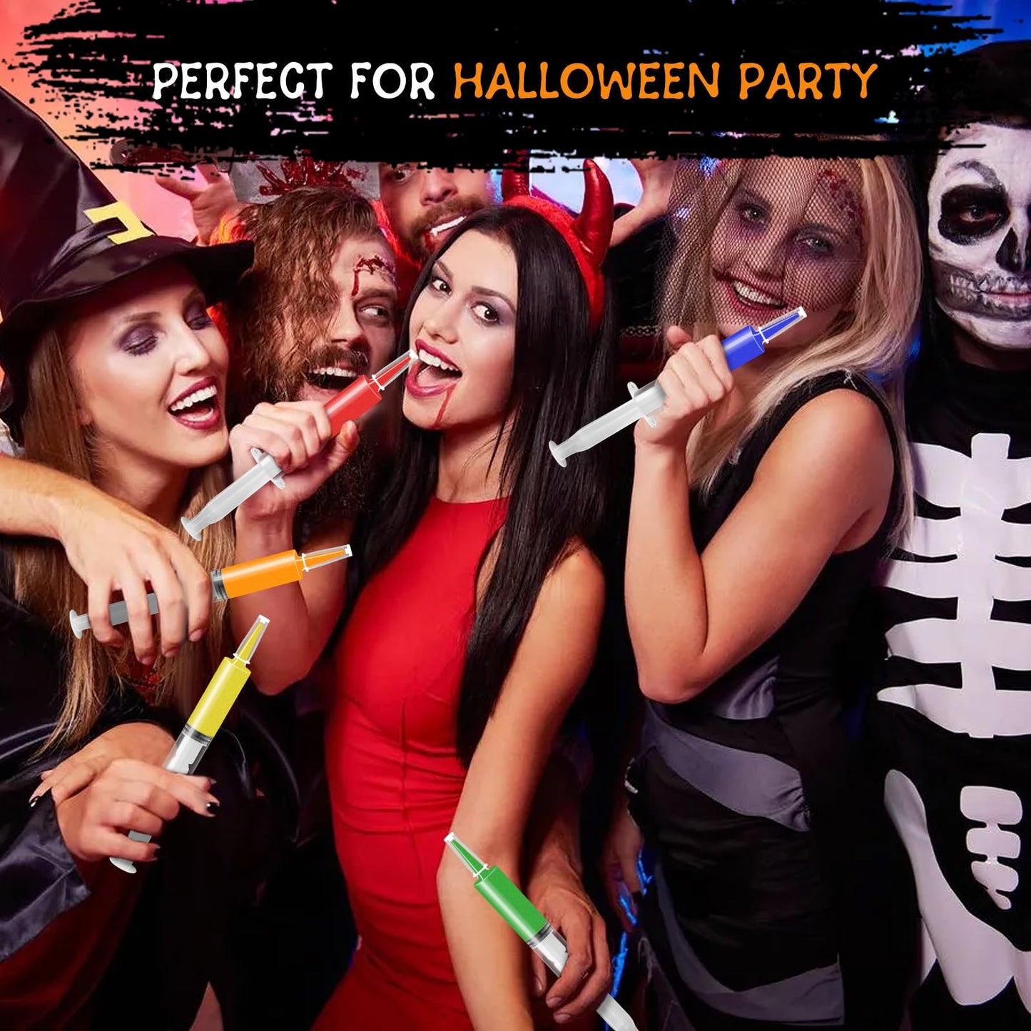 Kreyfer 50 Pcs Halloween Syringe Shot Party Favors - 20ml Reusable Plastic Drink Syringes with Tip Caps for Jelly Shots, Trick-or-Treat Goodie Bag Fillers, Bachelorette and Nurses Graduation Supplies