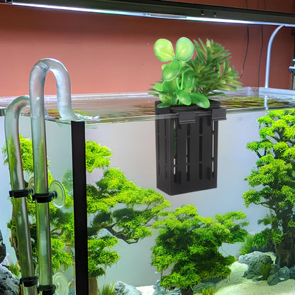 ibasenice Aquarium Plant Holder 10-Pack Hanging Fish Tank Planter Cups 4.92X3.14X2.16 Inch Aquatic Plant Basket with Holes Space-Saving Underwater Garden Accessories