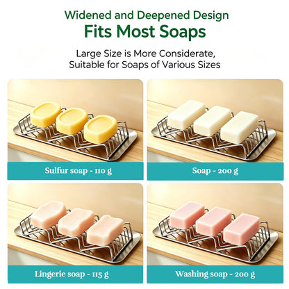 UVULAS 304 Stainless Steel 3 Bar Soap Dish, Self Draining Shampoo Bar Holder for Solid Shampoo & Conditioner Bars, Corner Soap Holder Tray for Shower Bathroom