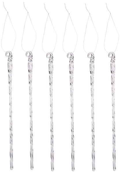 Kurt Adler 7.5-Inch Glass Twist Icicle Ornaments - 6-Piece Set