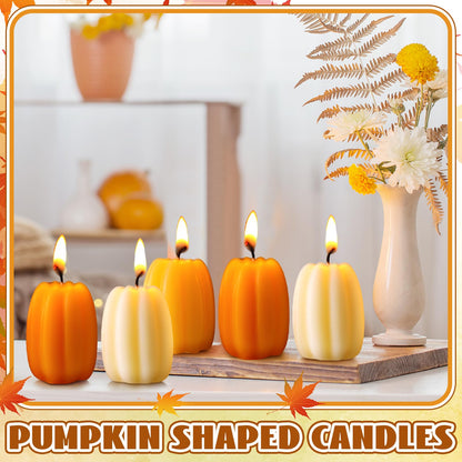 Conelist 12 Pcs Fall Pumpkin Shaped Candles Mini Pumpkin Votive Candles Thanksgiving Autumn Orange Yellow Handmade Soy Wax Scented Decoration for Gifts Home Bedroom Bathroom Party