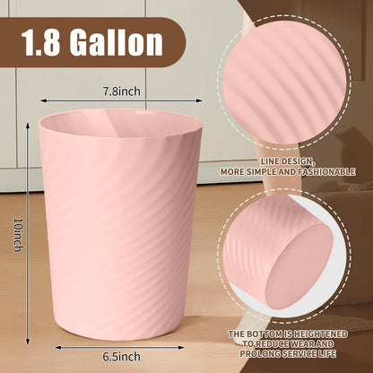 YIDUOZHH Small Trash Can - Plastic Waste basketbin for Office,Home,Bathroom,Kitchen - 1.8 Gallon - Pink
