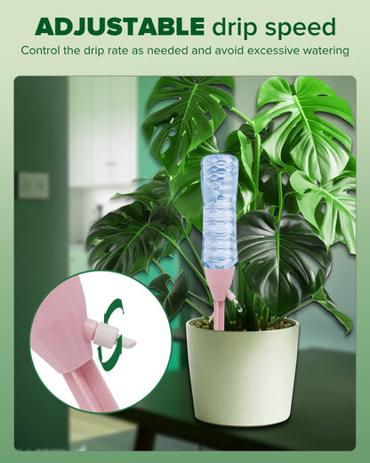 MYMULIKE 6 Pack Self Watering Planter Drip, Automatic Drip Irrigation Stakes with Adjustable Valve, Adjustable Water Flow System, Self Watering Planter Insert Devices for Indoor and Outdoor Plants