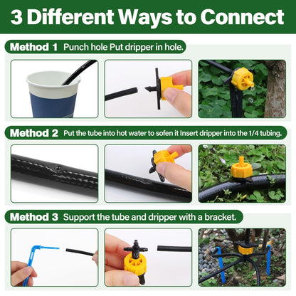 Kalolary 200PCS Drip Irrigation Emitters Drip Emitter for 1/4 Drip Irrigation Tubing Pressure Compensating Dripper Emitters System Drip Tip Constant Flow Drip System Part for Garden Supplies (1/2 GPH)
