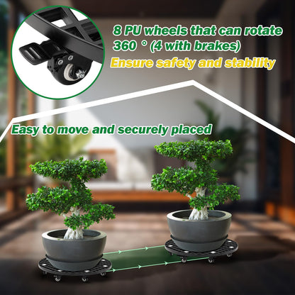 Colingmill Plant Stand Garden Carrier Heavy Duty with Locking Wheels 26 Inch Plant Saucer Roller Dolly Base for Large Potted Fish Tank Trees up to 1600lbs PU Wheels with Brakes Mover Indoor Outdoor
