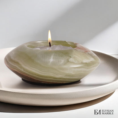 Tea Light Candle Holders Set of 3 – Handcrafted Natural Marble Tealight & Votive Holders in Graduated Sizes (4", 3.5", 3"), Decorative Stone Candle Holders for Home Décor & Table Centerpieces