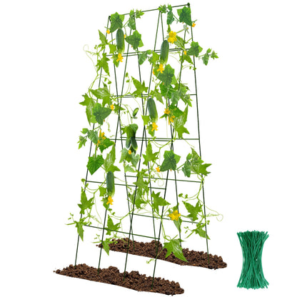 Kyrieval 48 x 18 Cucumber Trellis, Foldable Metal A-Frame Trellis for Raised Beds, Small Garden Plant Support for Cucumbers, Peas and Climbing Vegetables