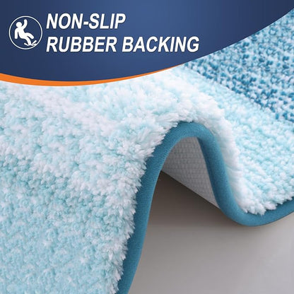 OLANLY Bathroom Runner Rugs Mat 70x24, Extra Soft Absorbent Microfiber Bath Rugs, Rubber Backing, Quick Dry, Washable Long Bath Mats for Bathroom, Tub and Shower, Home Decor Accessories, Peacock Blue